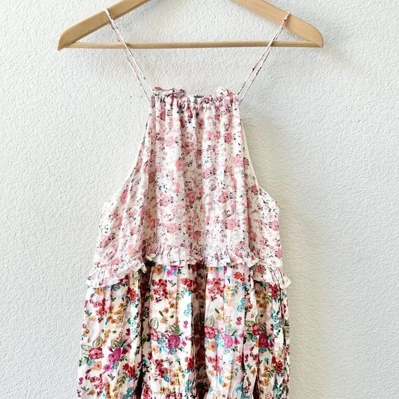 $177 Kos Resort Multi Floral Tiered Halter dress Size Small - Picture 6 of 12